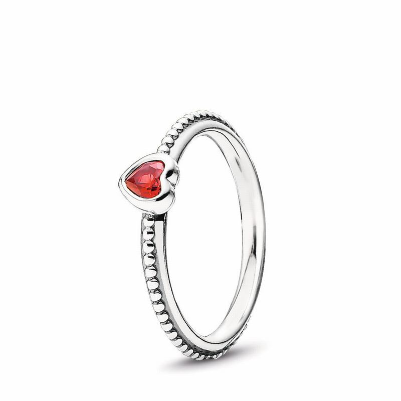 Pandora One Love Stackable Ring - Sterling Silver/Red/Synthetic Ruby - Canada | OJ6144OF